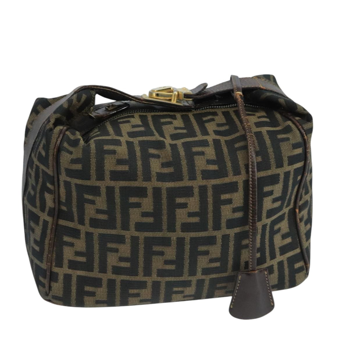 FENDI Zucca Canvas Vanity Pouch Brown Black 106382