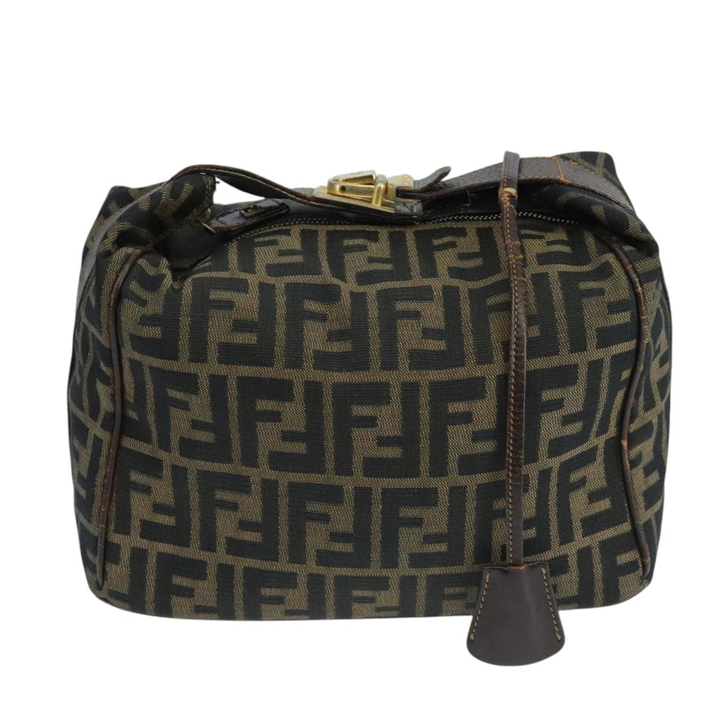 FENDI Zucca Canvas Vanity Pouch Brown Black 106382