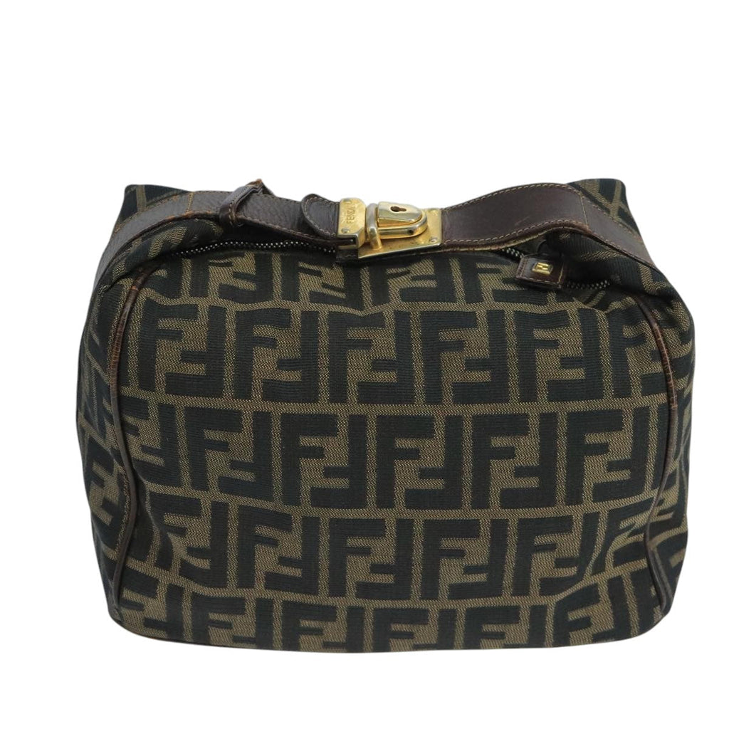 FENDI Zucca Canvas Vanity Pouch Brown Black 106382