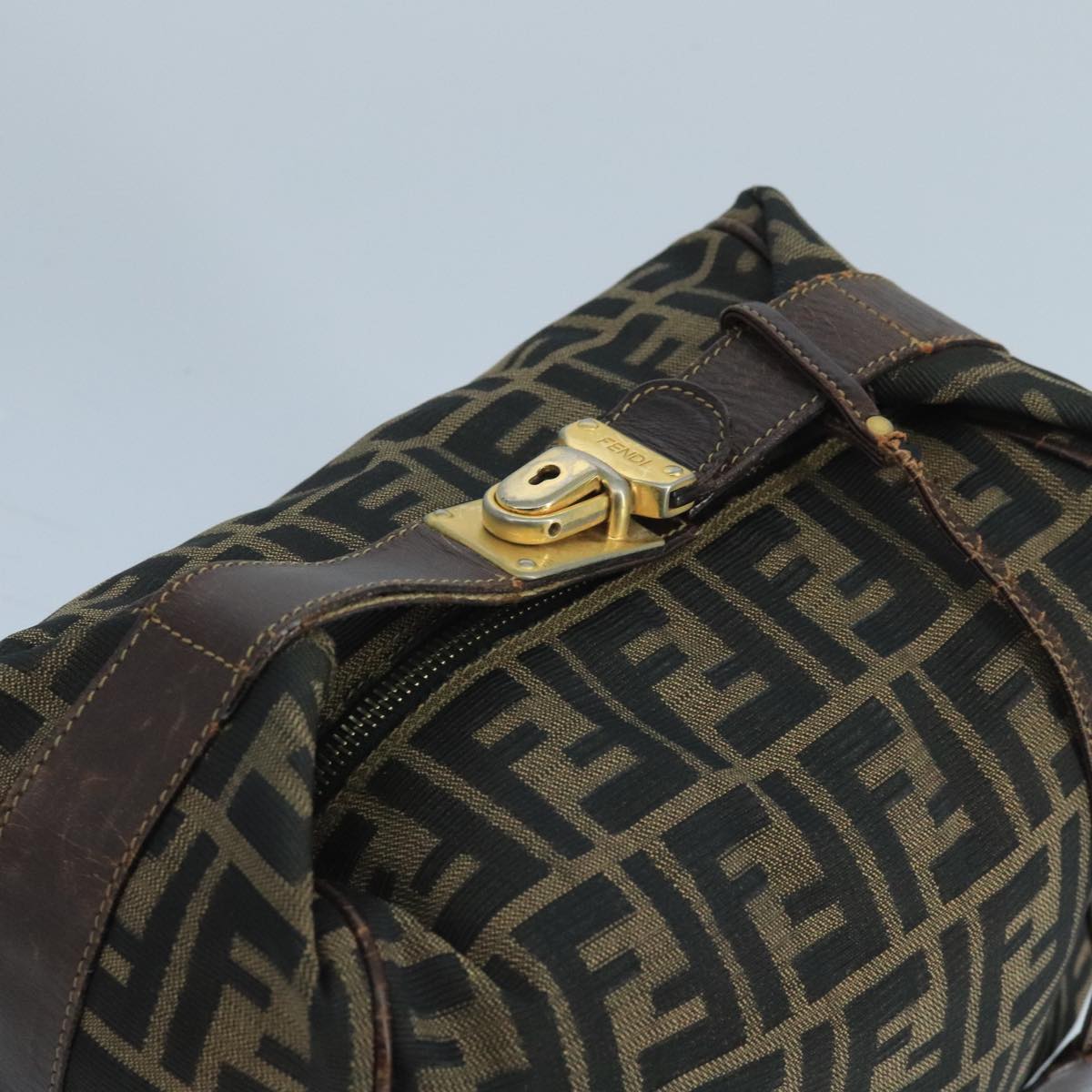 FENDI Zucca Canvas Vanity Pouch Brown Black 106382