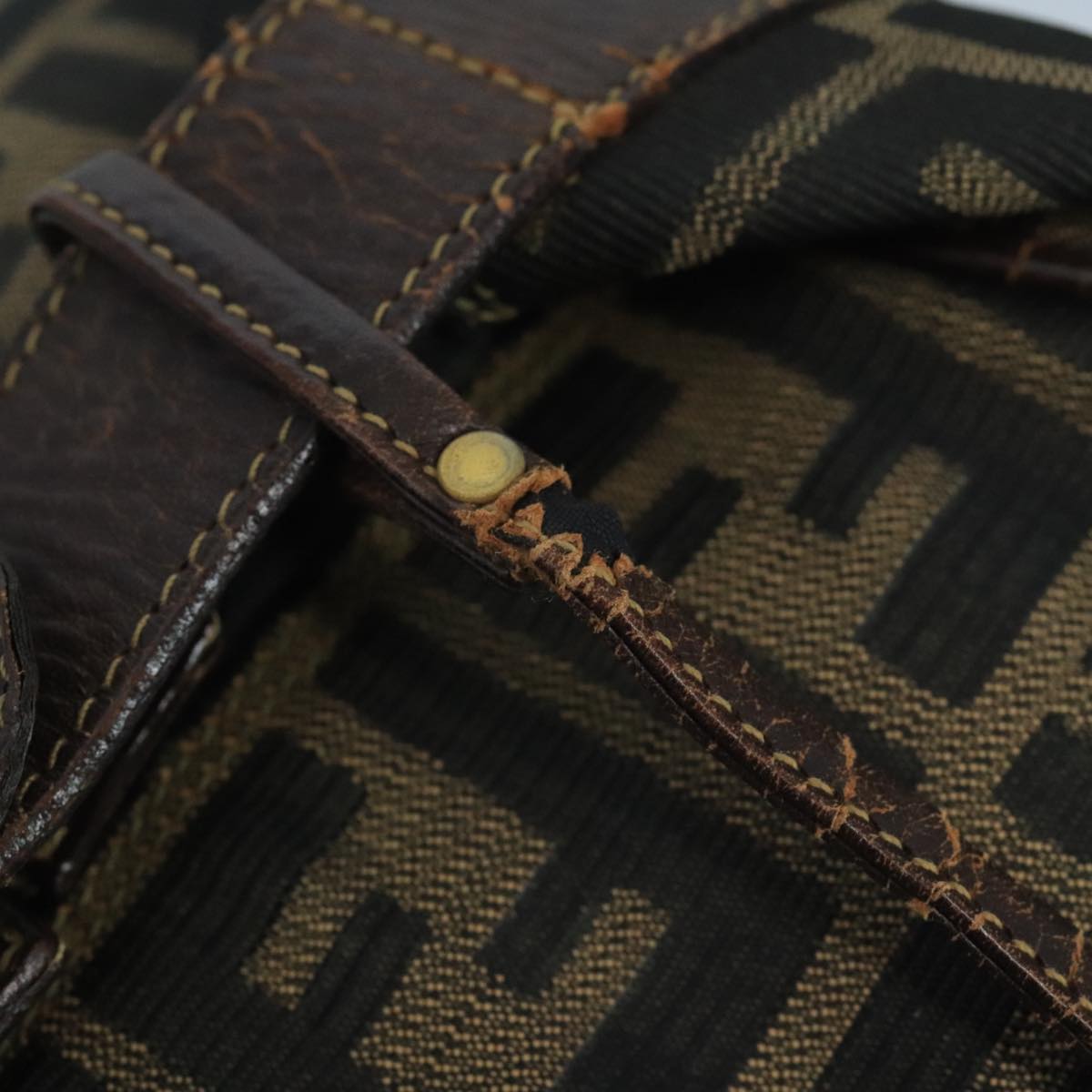 FENDI Zucca Canvas Vanity Pouch Brown Black 106382
