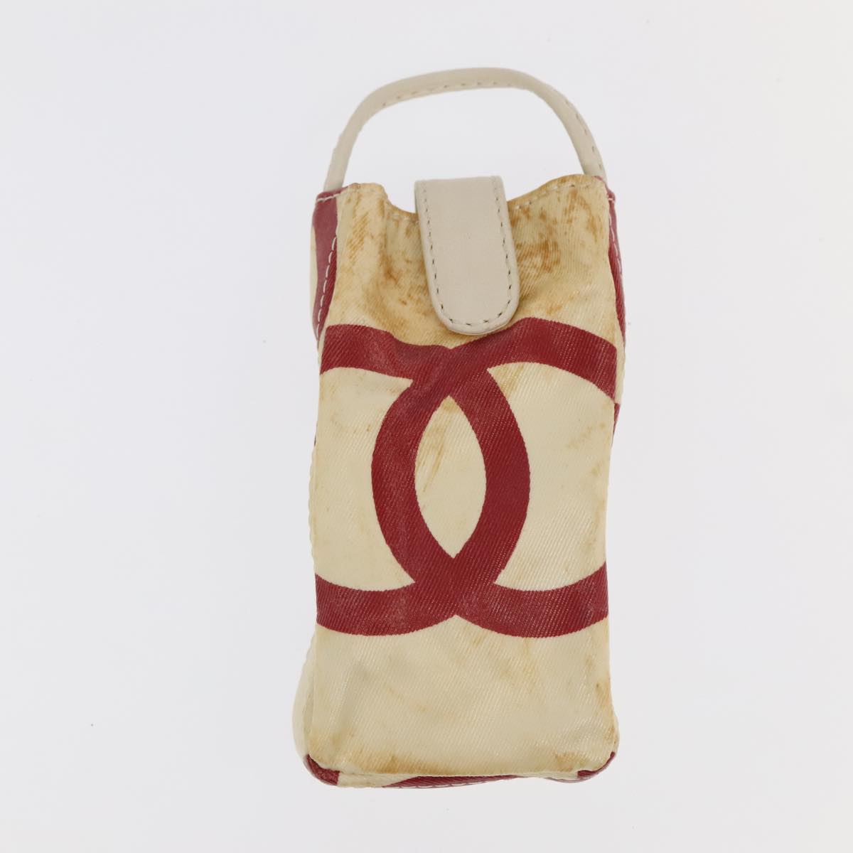 CHANEL Chain Tote Bag Raffia White CC 106387