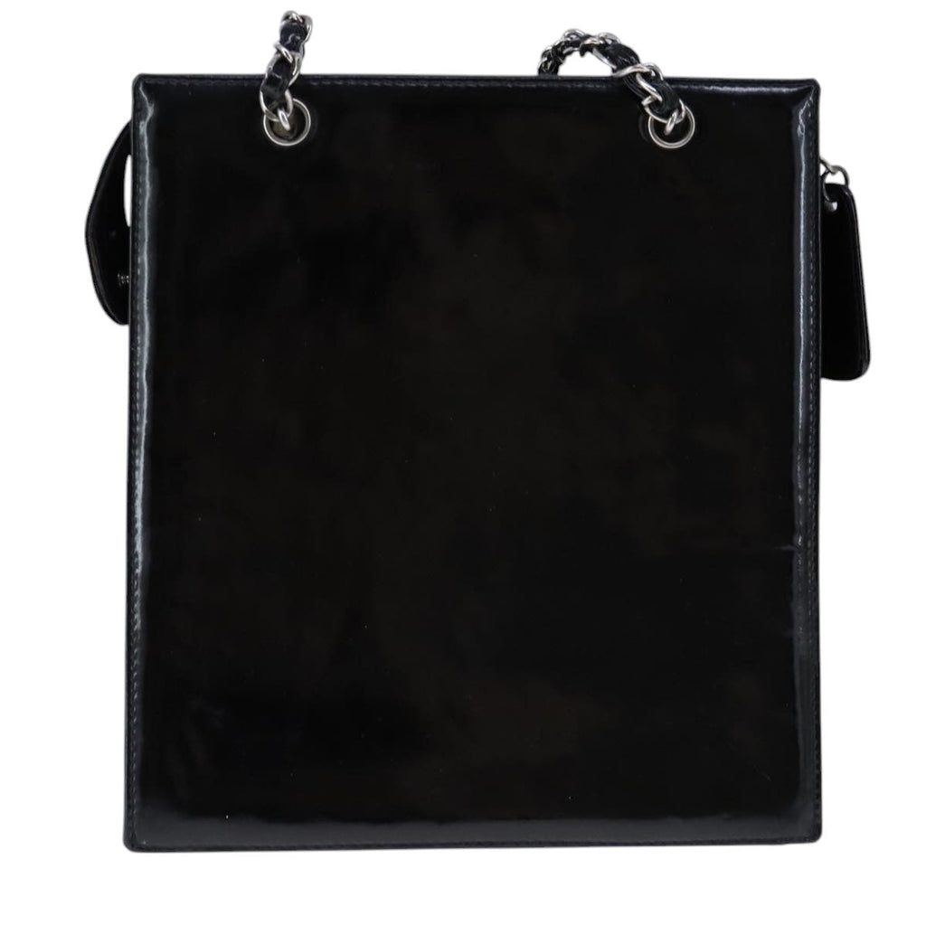 CHANEL Chain Shoulder Bag Patent leather Black CC 106395