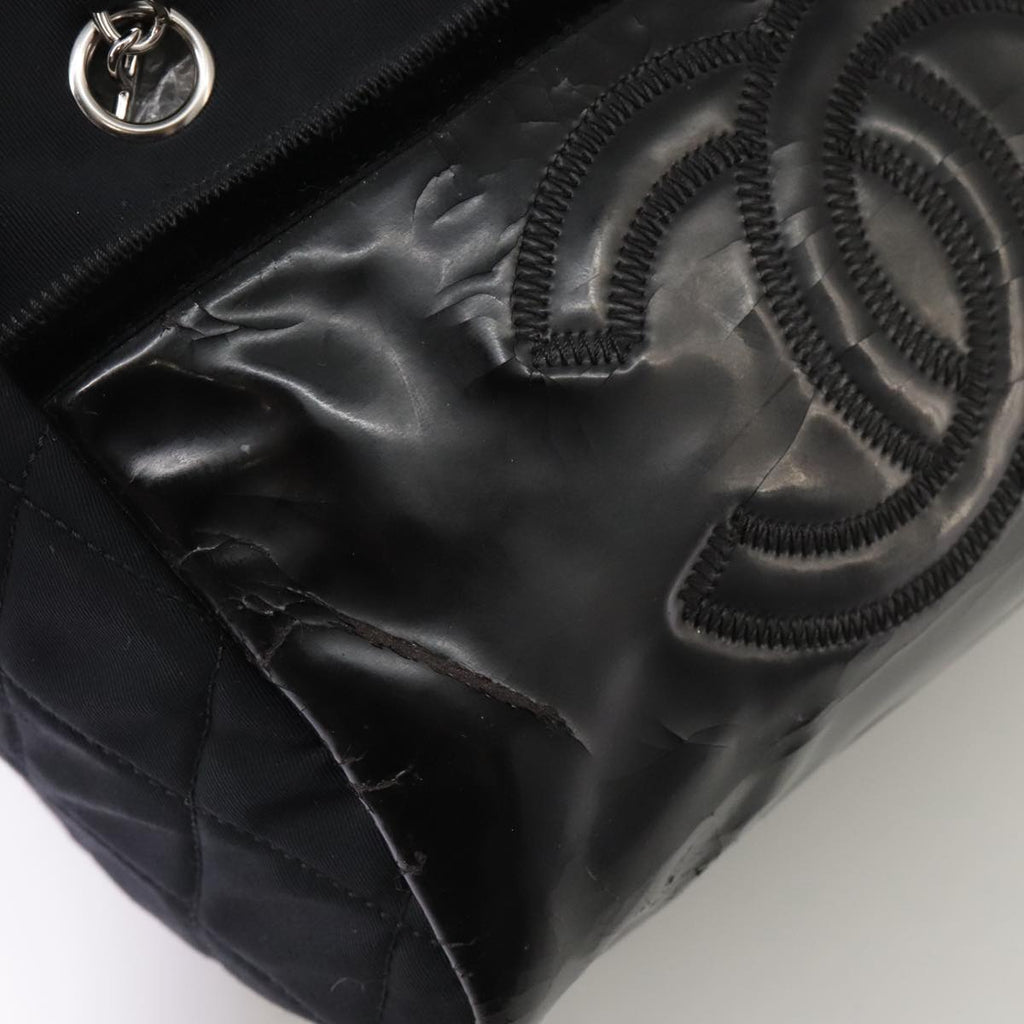 CHANEL Chain Shoulder Bag Enamel Black CC 106403