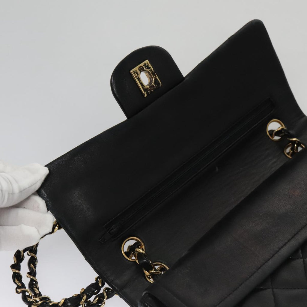 CHANEL Matelasse 23 Double Flap Double Chain Bag Lamb Skin Black CC 106415