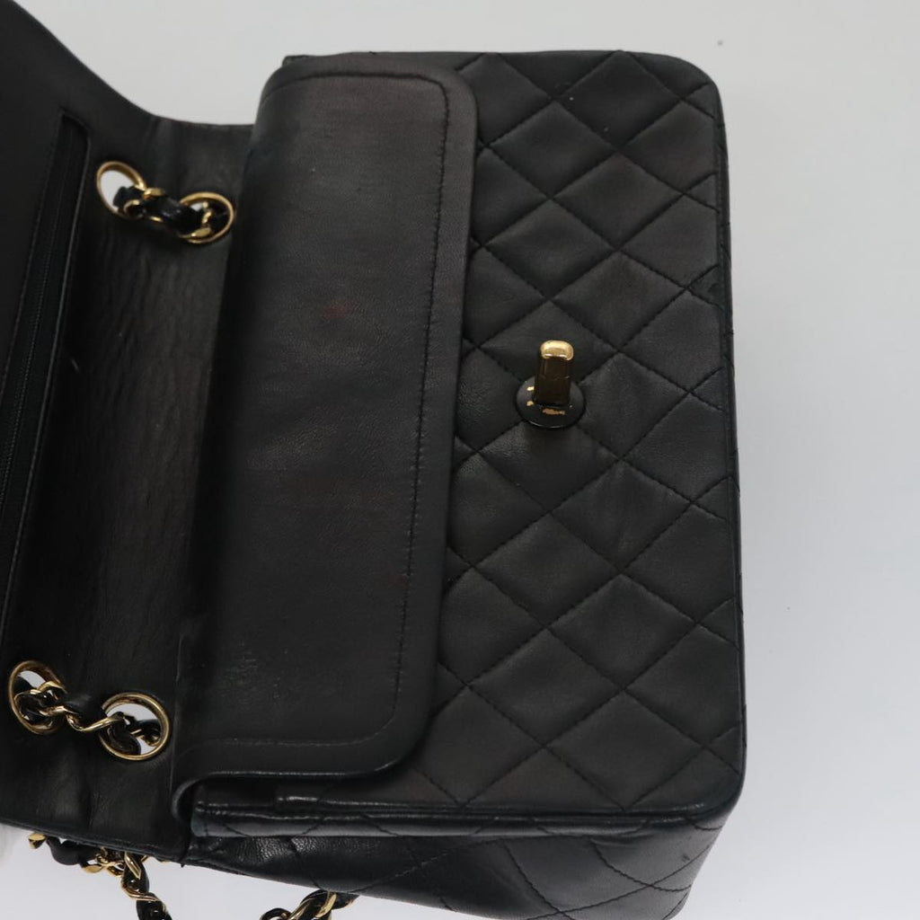 CHANEL Matelasse 23 Double Flap Double Chain Bag Lamb Skin Black CC 106415