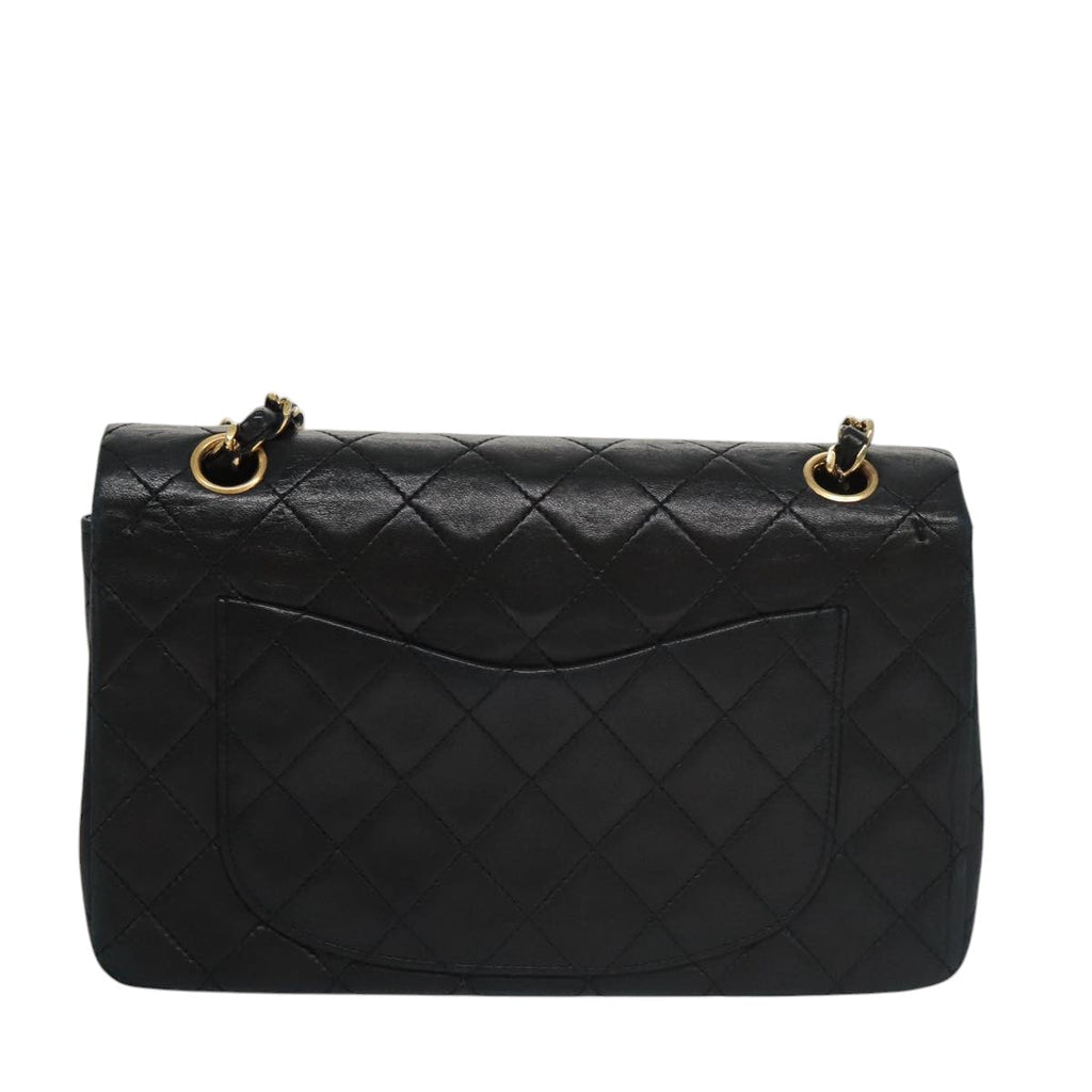 CHANEL Matelasse 23 Double Flap Double Chain Bag Lamb Skin Black CC 106415