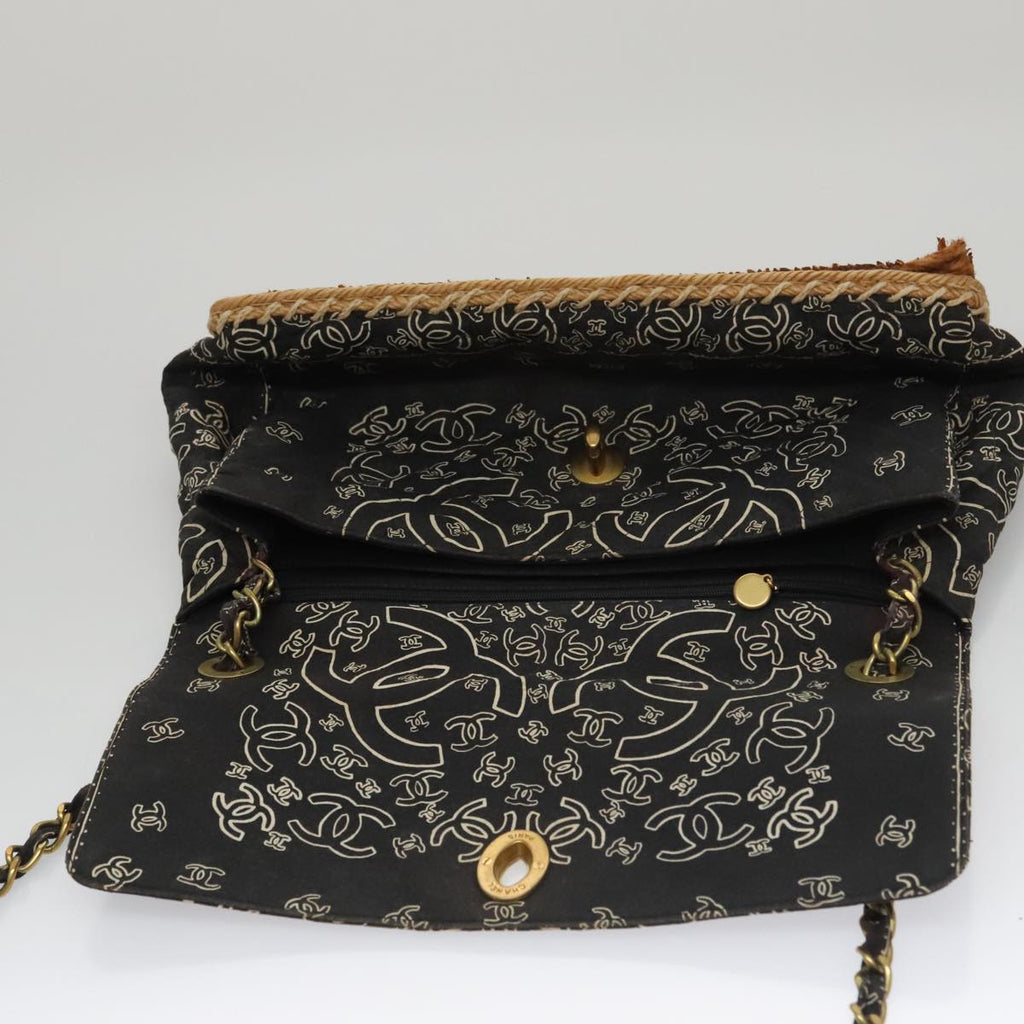 CHANEL Matelasse Chain Bandana Shoulder Bag Canvas Black CC 106419