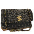 CHANEL Matelasse Chain Bandana Shoulder Bag Canvas Black CC 106419