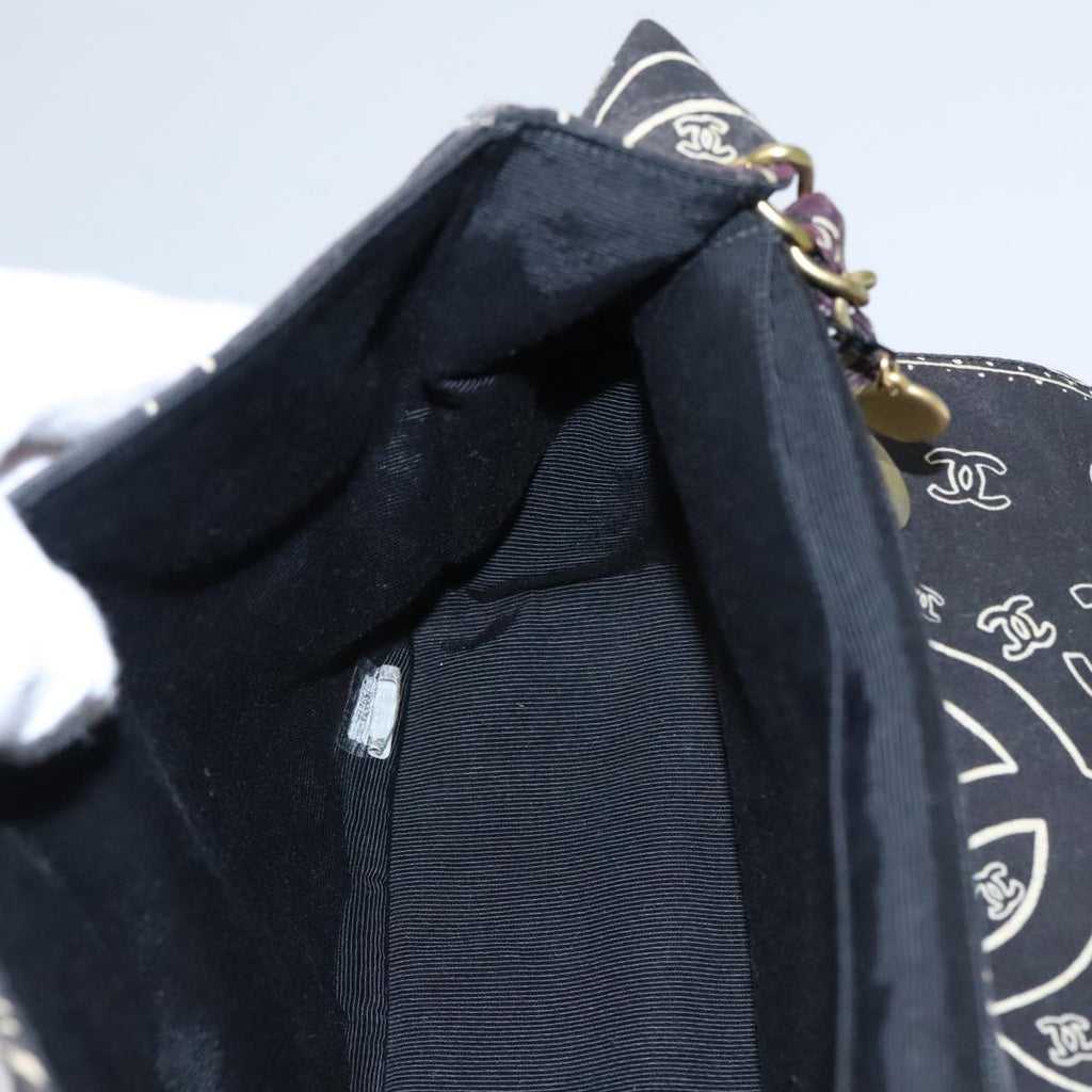 CHANEL Matelasse Chain Bandana Shoulder Bag Canvas Black CC 106419