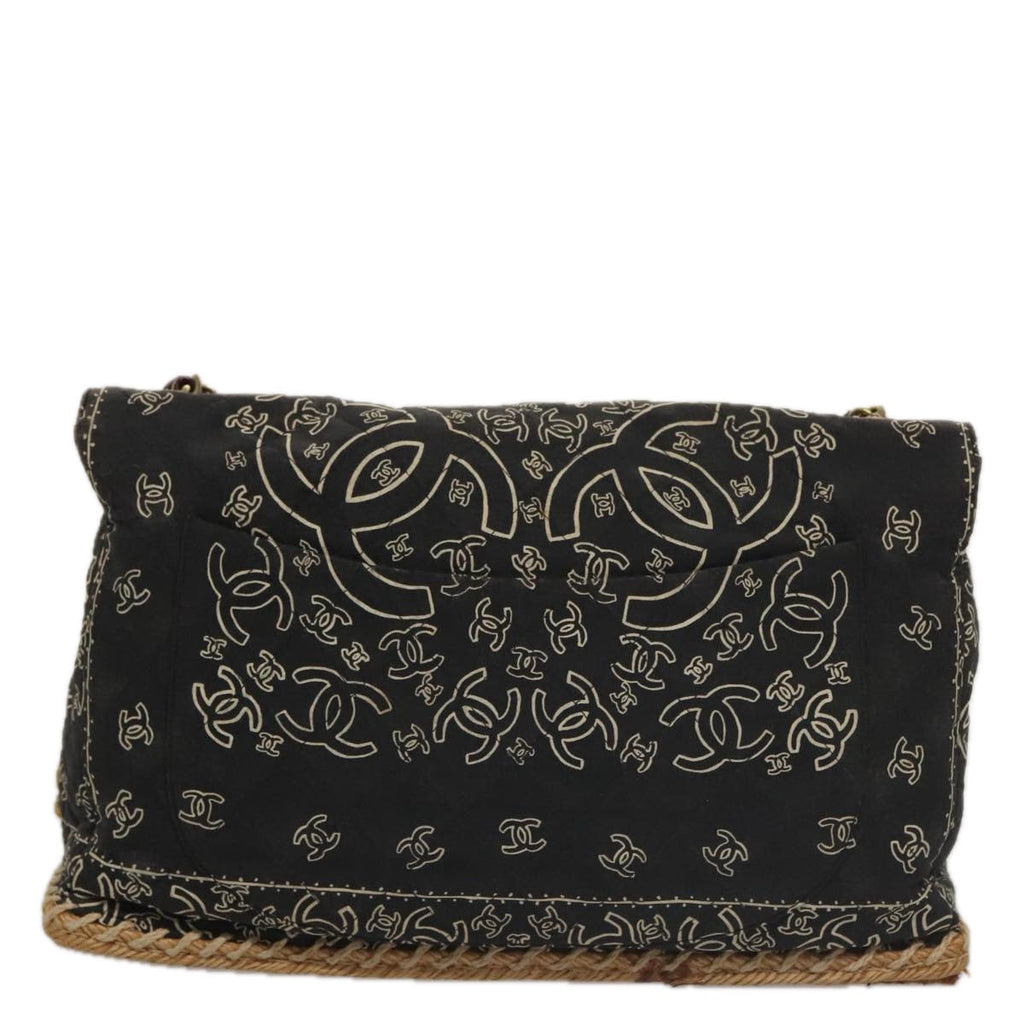 CHANEL Matelasse Chain Bandana Shoulder Bag Canvas Black CC 106419