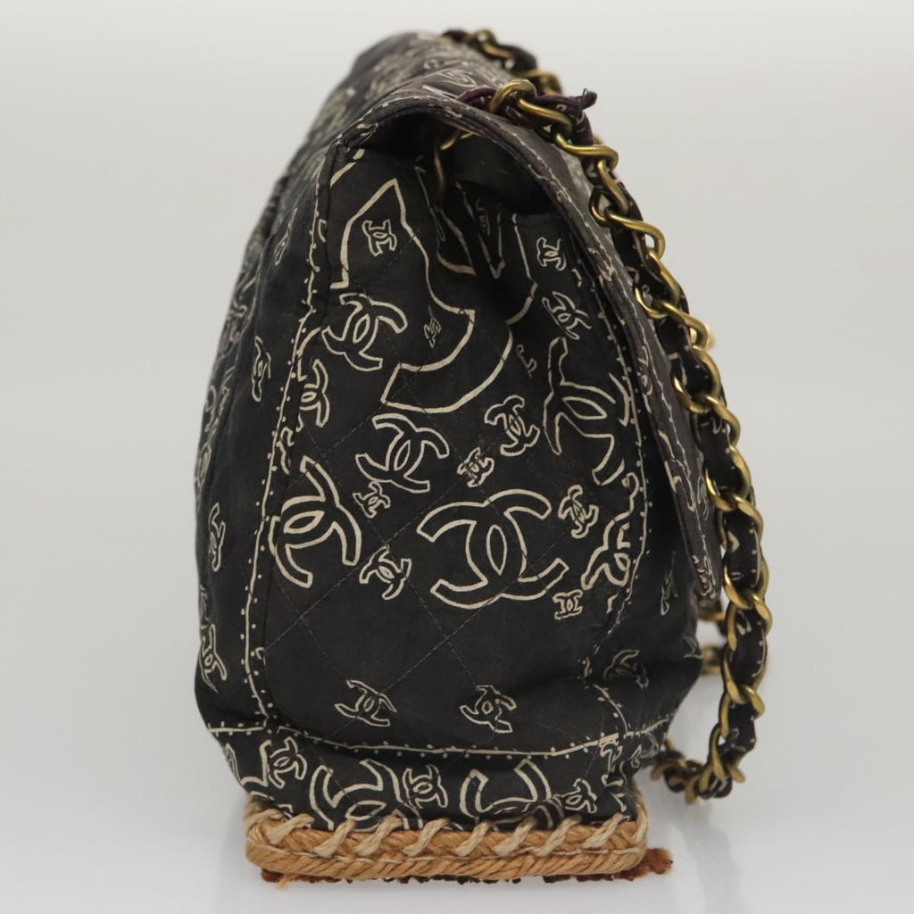 CHANEL Matelasse Chain Bandana Shoulder Bag Canvas Black CC 106419