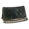 CHANEL Chain Shoulder Bag Leather Black CC 106420