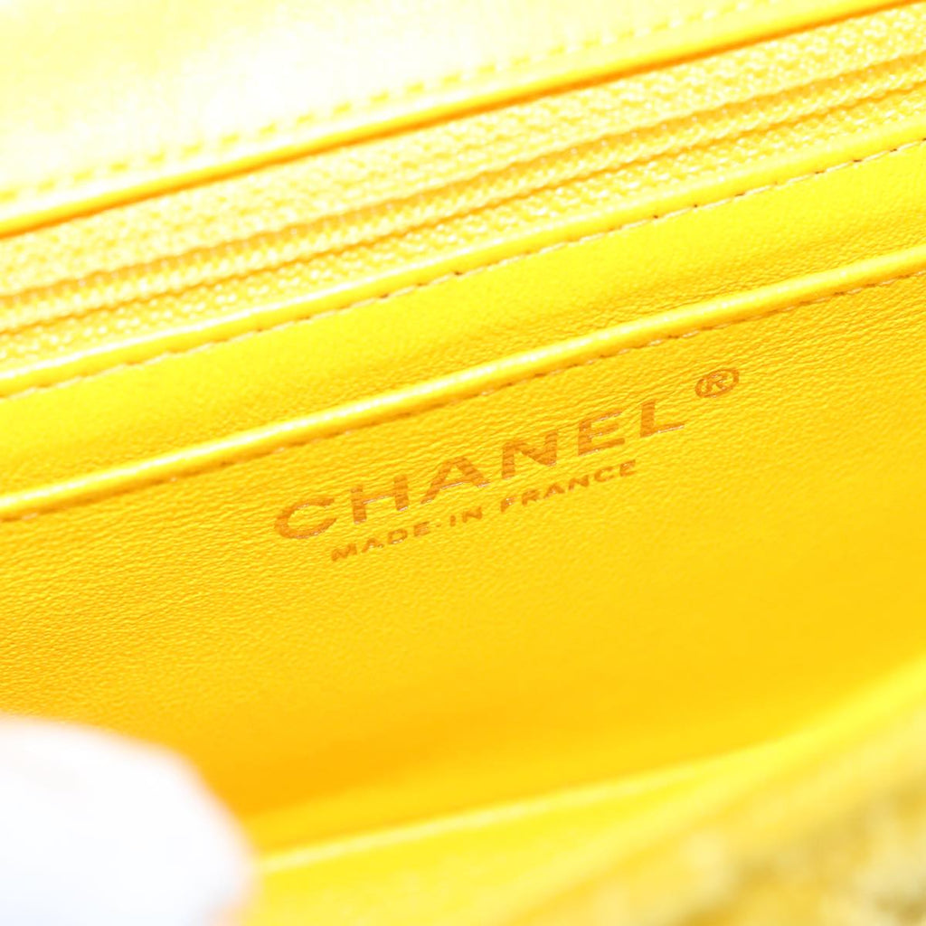 CHANEL Matelasse Chain Shoulder Bag Velor Yellow CC 106423