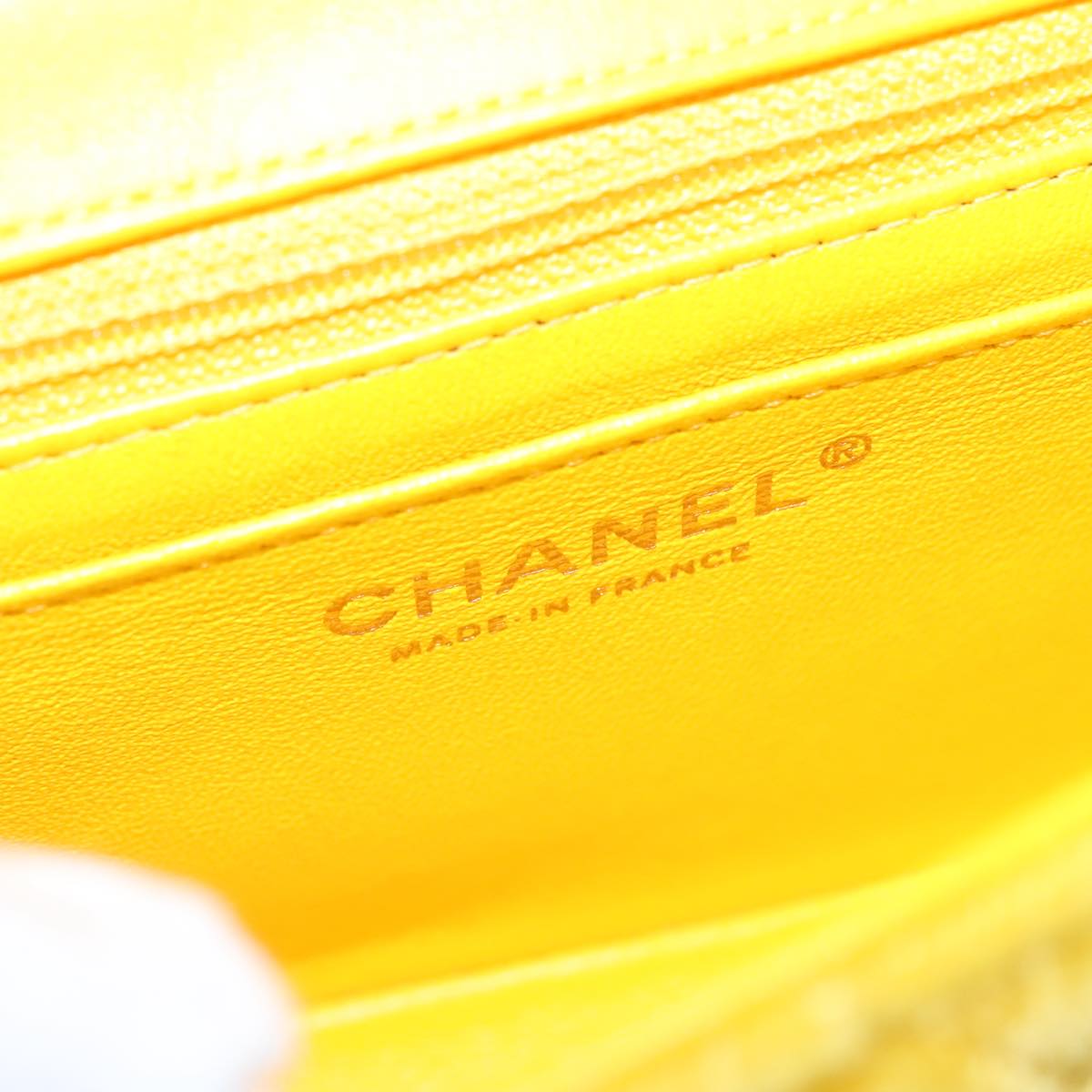 CHANEL Matelasse Chain Shoulder Bag Velor Yellow CC 106423