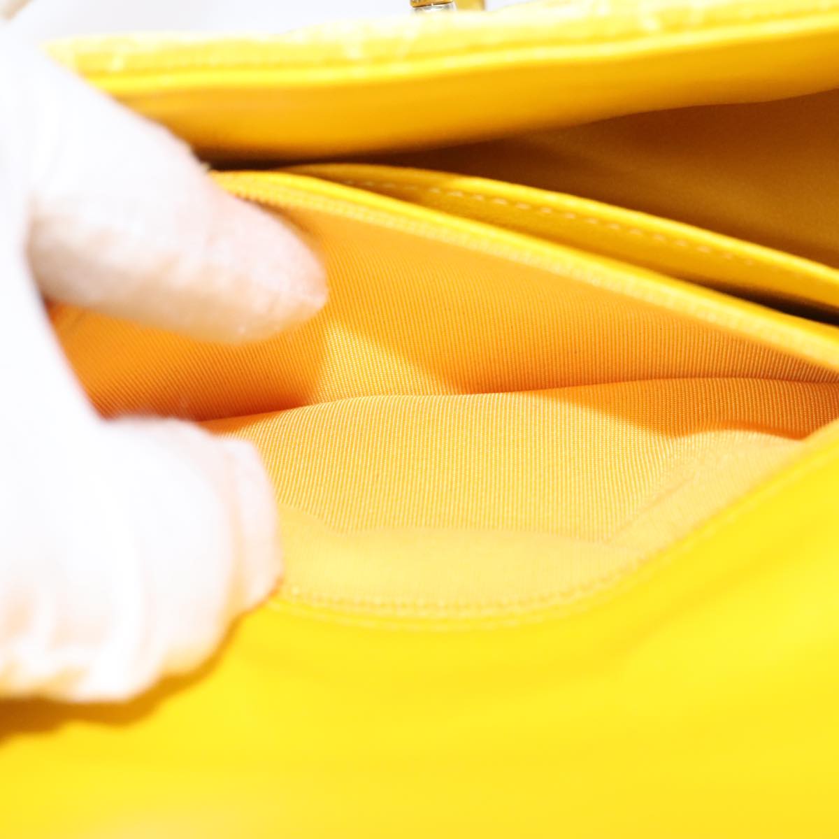 CHANEL Matelasse Chain Shoulder Bag Velor Yellow CC 106423