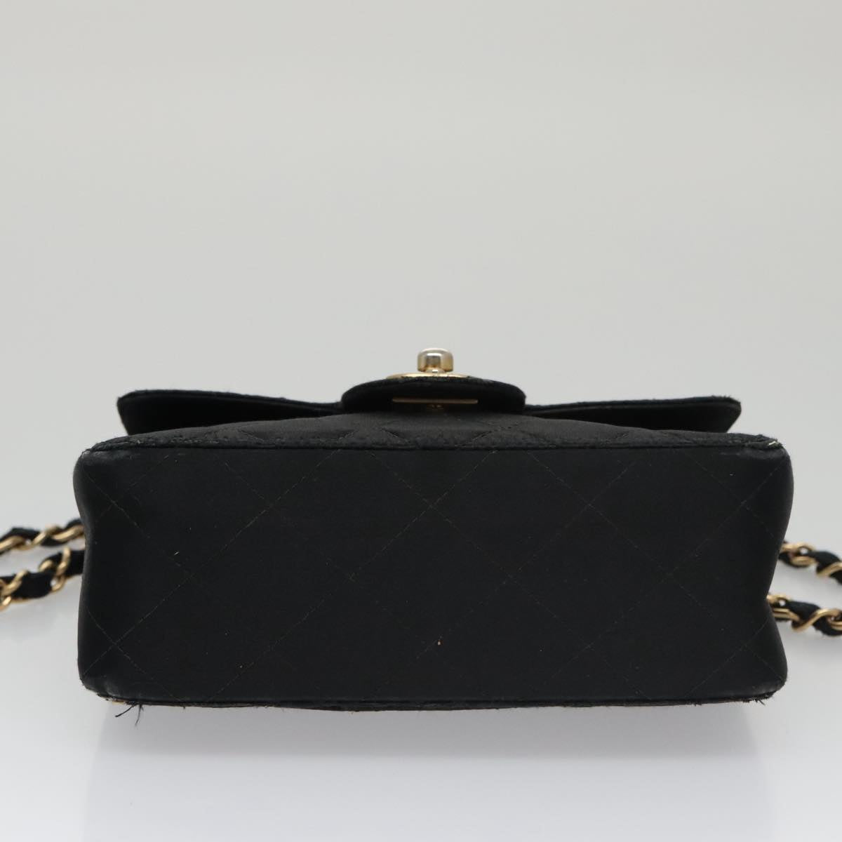 CHANEL Matelasse Chain Shoulder Bag Satin Black CC 106429