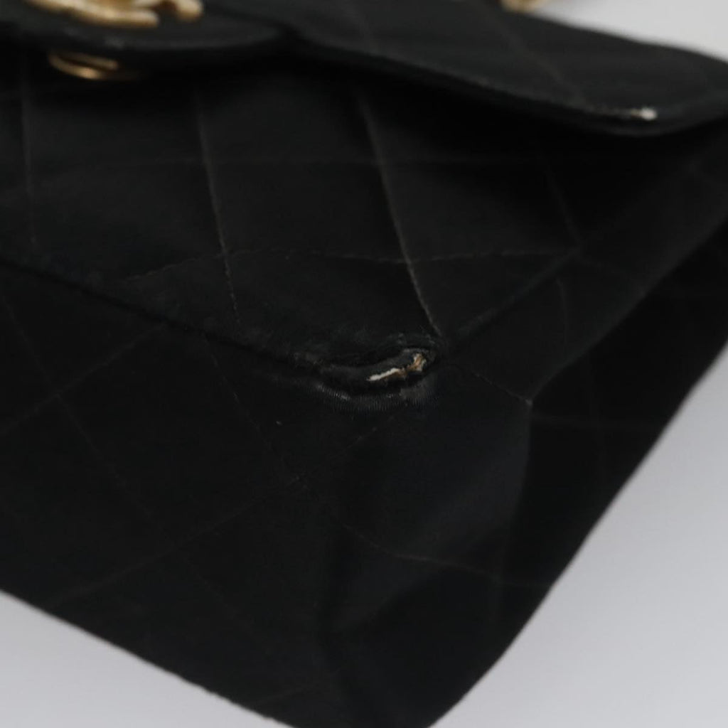 CHANEL Matelasse Chain Shoulder Bag Satin Black CC 106429