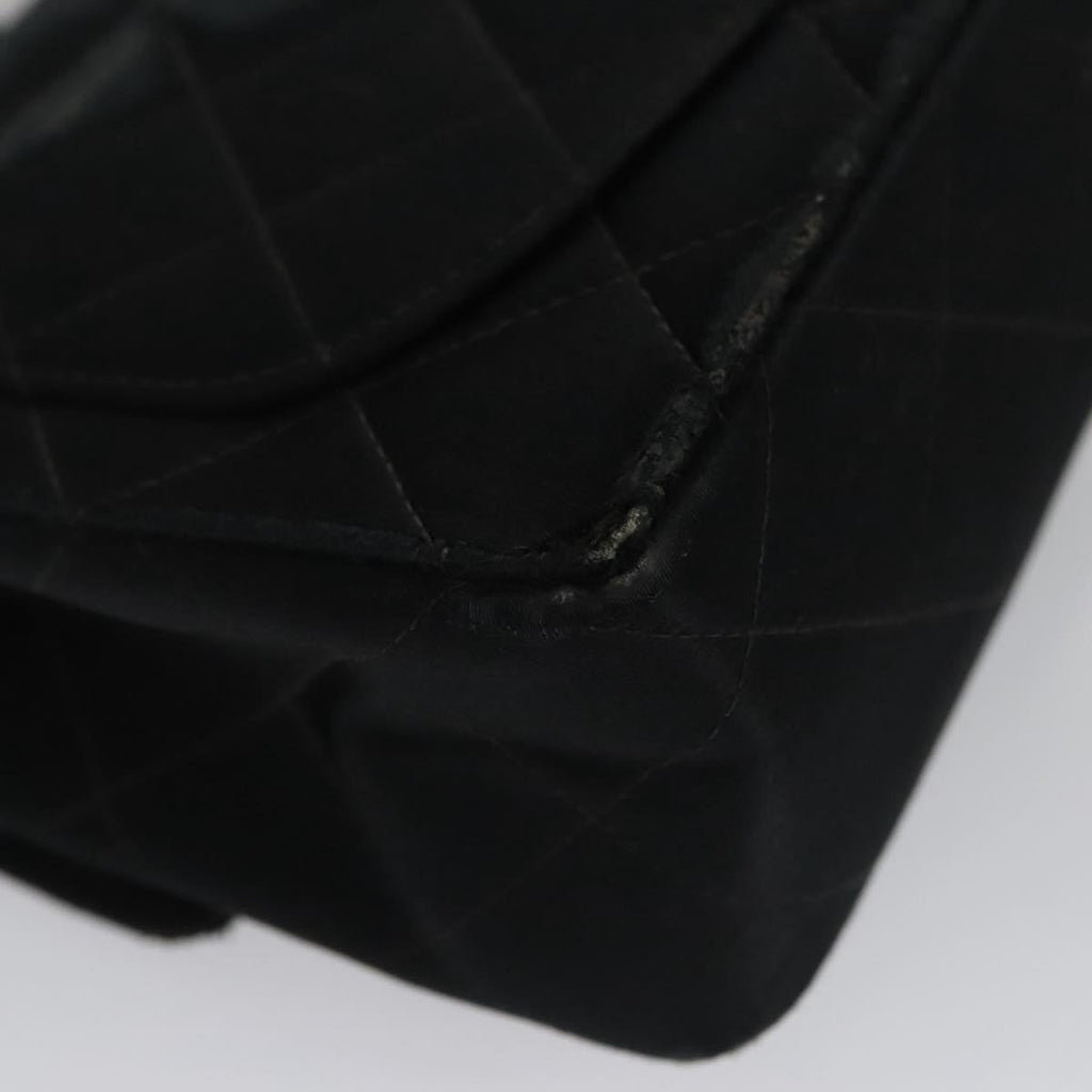 CHANEL Matelasse Chain Shoulder Bag Satin Black CC 106429