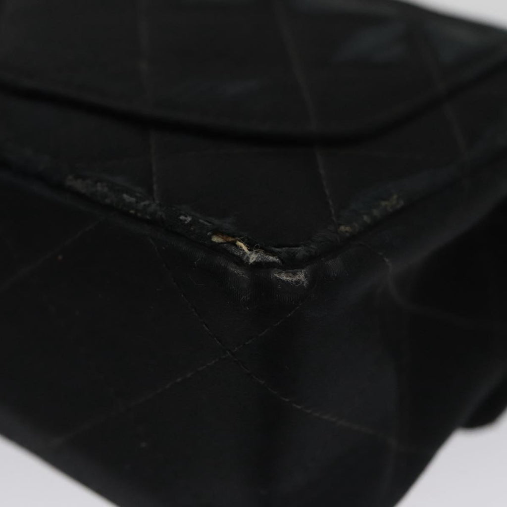 CHANEL Matelasse Chain Shoulder Bag Satin Black CC 106429