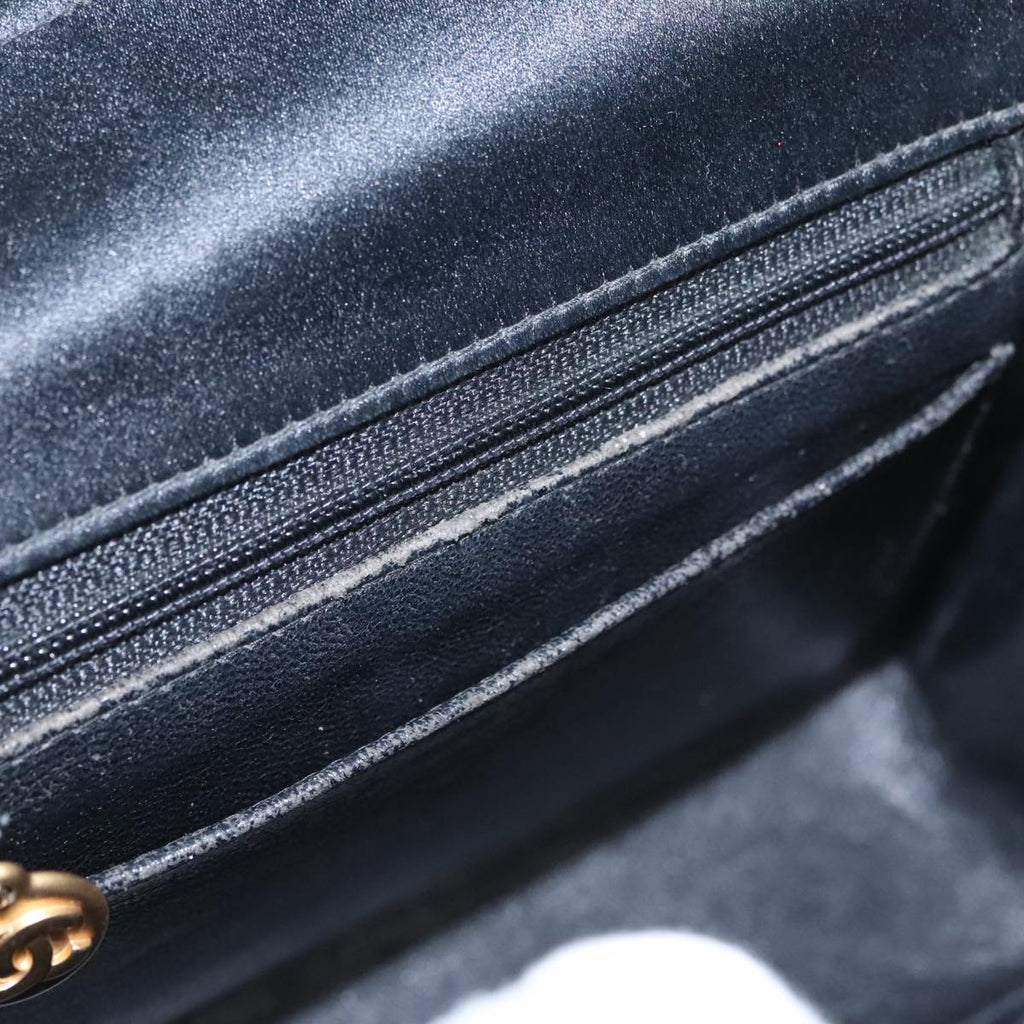 CHANEL Matelasse Chain Shoulder Bag Satin Black CC 106429