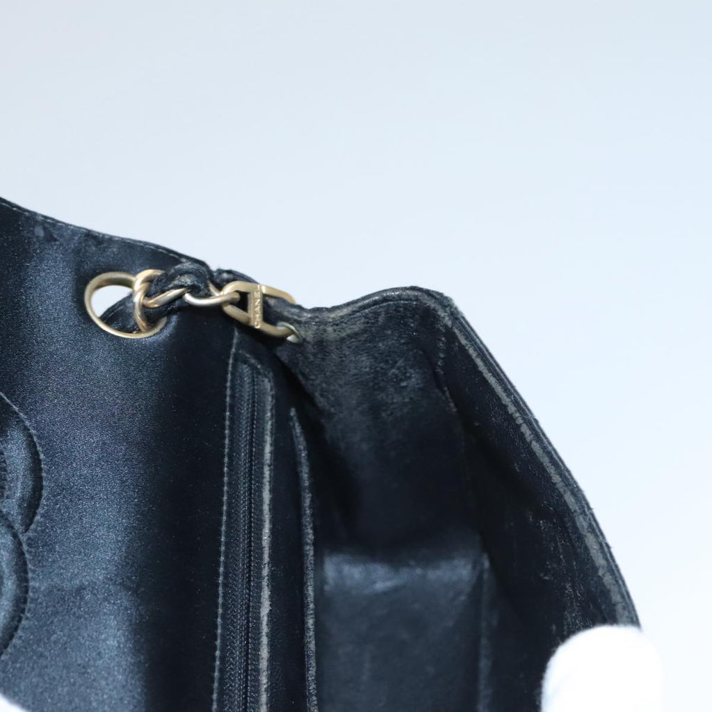 CHANEL Matelasse Chain Shoulder Bag Satin Black CC 106429