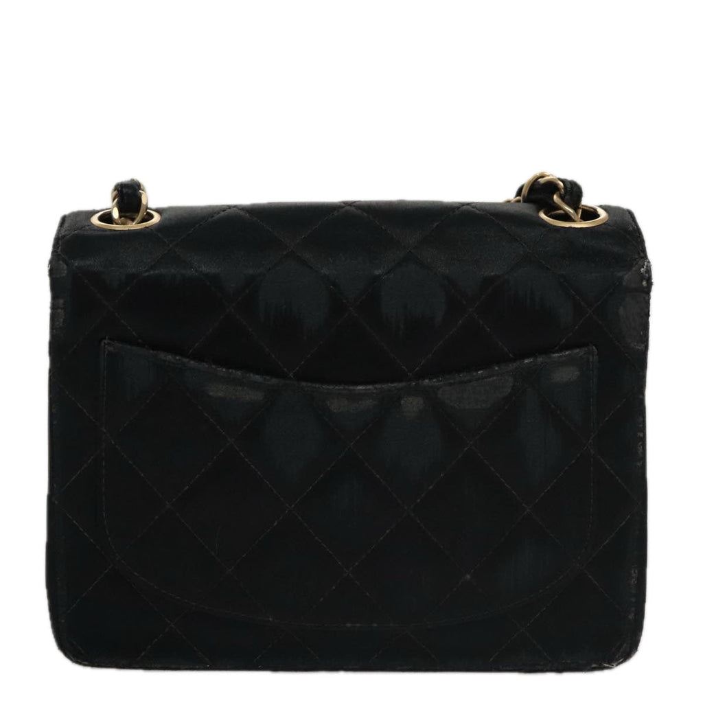 CHANEL Matelasse Chain Shoulder Bag Satin Black CC 106429