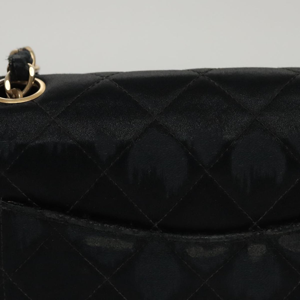 CHANEL Matelasse Chain Shoulder Bag Satin Black CC 106429