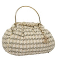 CHANEL Chain Hand Bag tweed Cream CC 106431