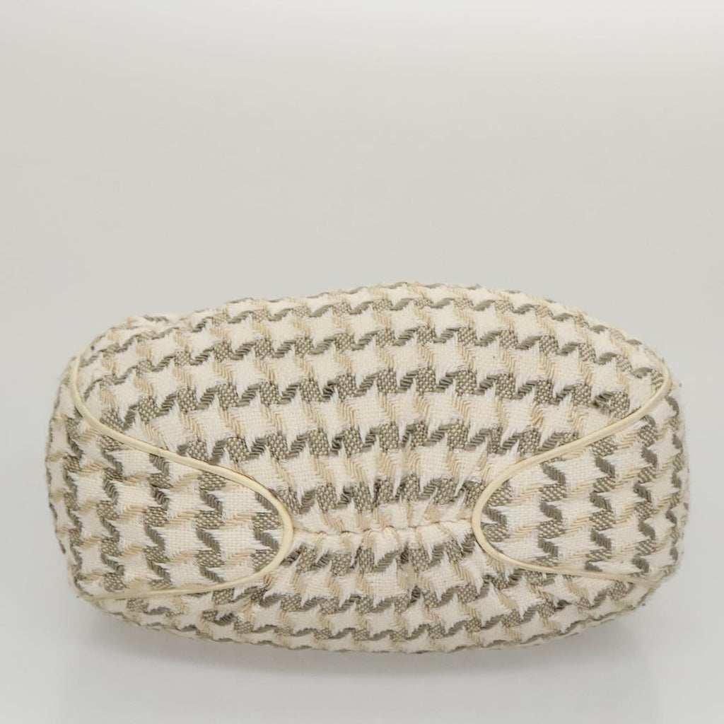 CHANEL Chain Hand Bag tweed Cream CC 106431