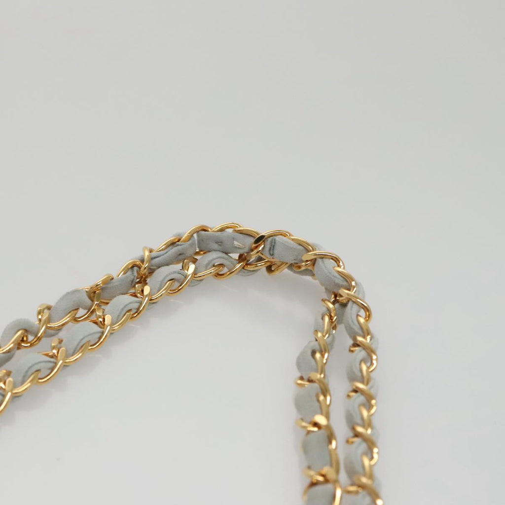CHANEL Matelasse Chain Shoulder Bag Suede Light Blue Gold CC 106433A