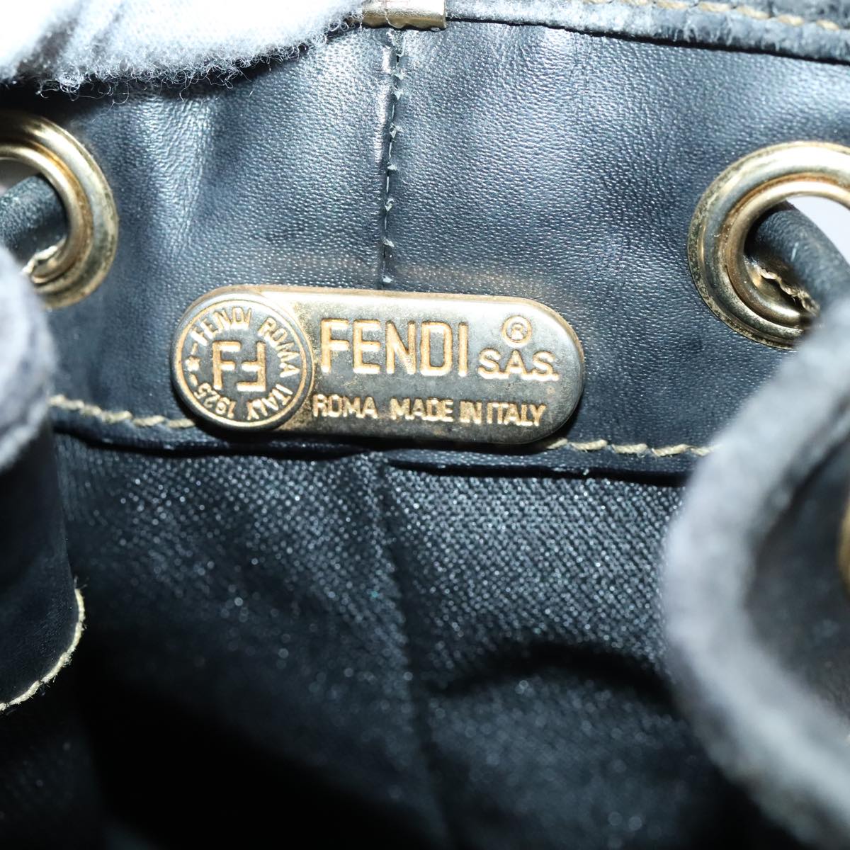 FENDI Pecan Canvas Shoulder Bag Brown Black Gold 106468
