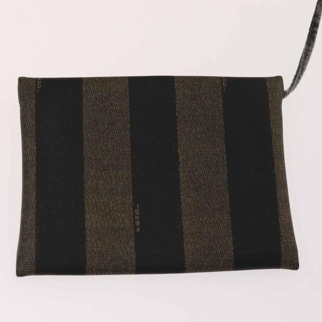 FENDI Pecan Canvas Shoulder Bag Brown Black Gold 106468