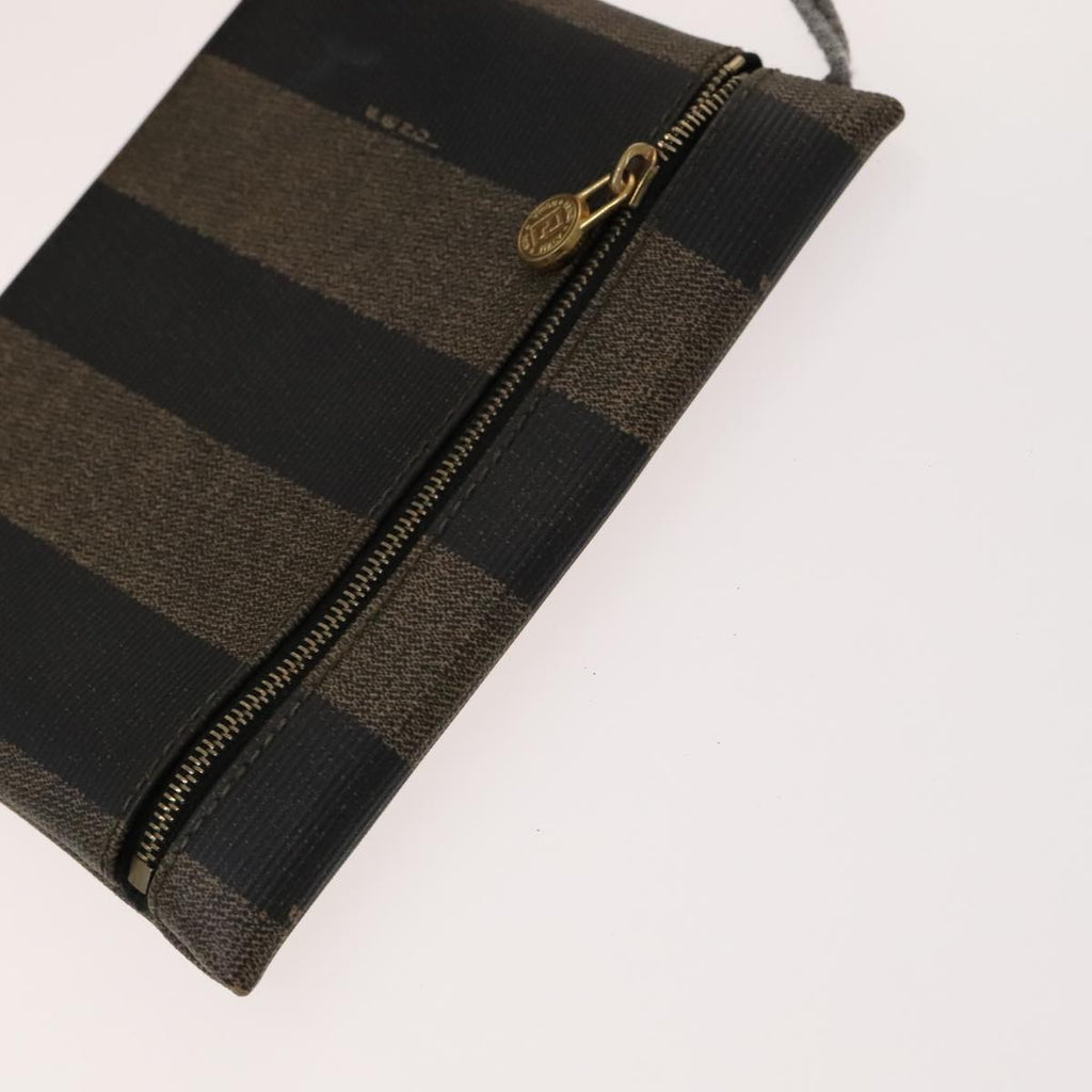 FENDI Pecan Canvas Shoulder Bag Brown Black Gold 106468