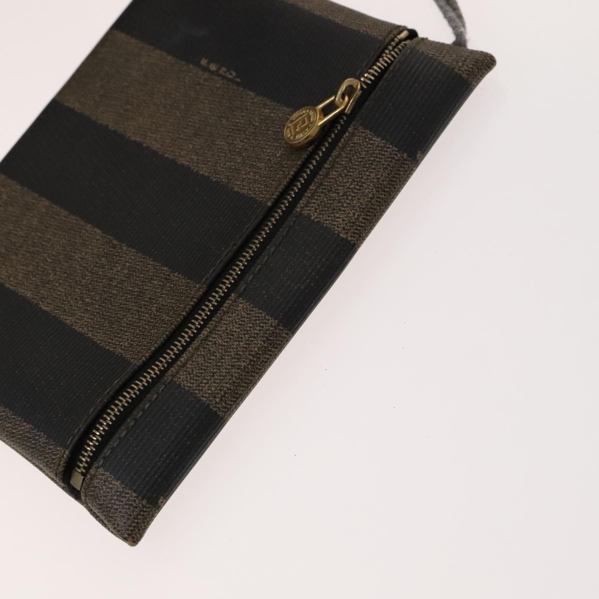 FENDI Pecan Canvas Shoulder Bag Brown Black Gold 106468