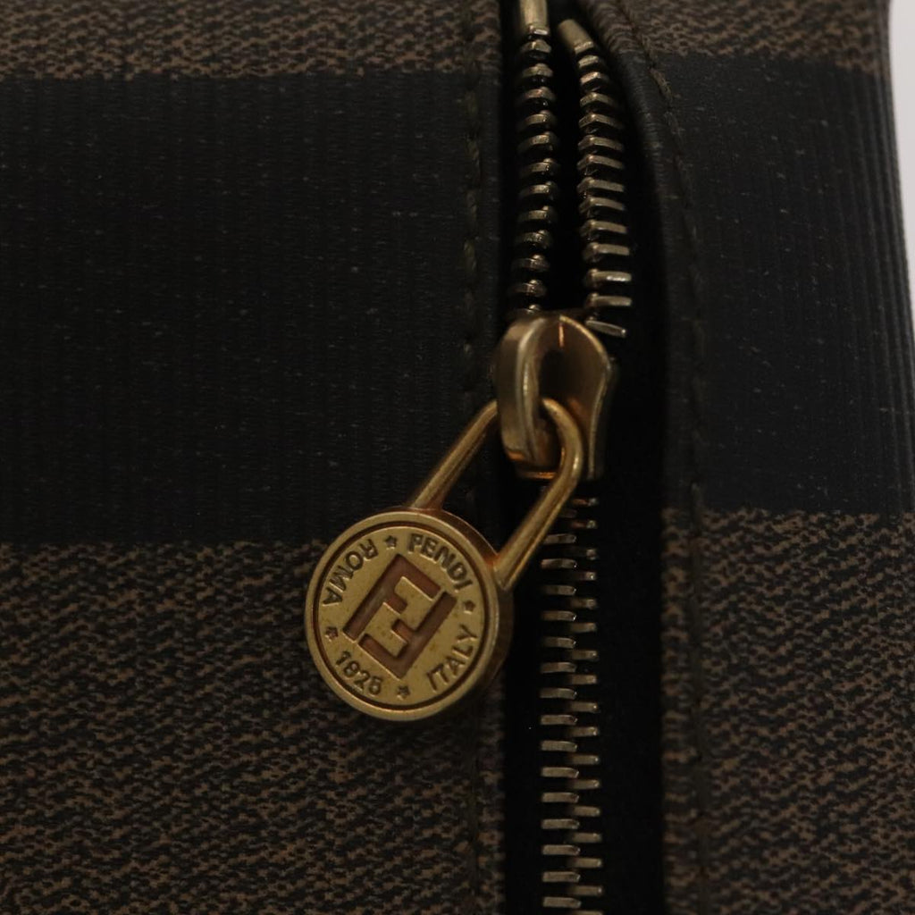 FENDI Pecan Canvas Shoulder Bag Brown Black Gold 106468