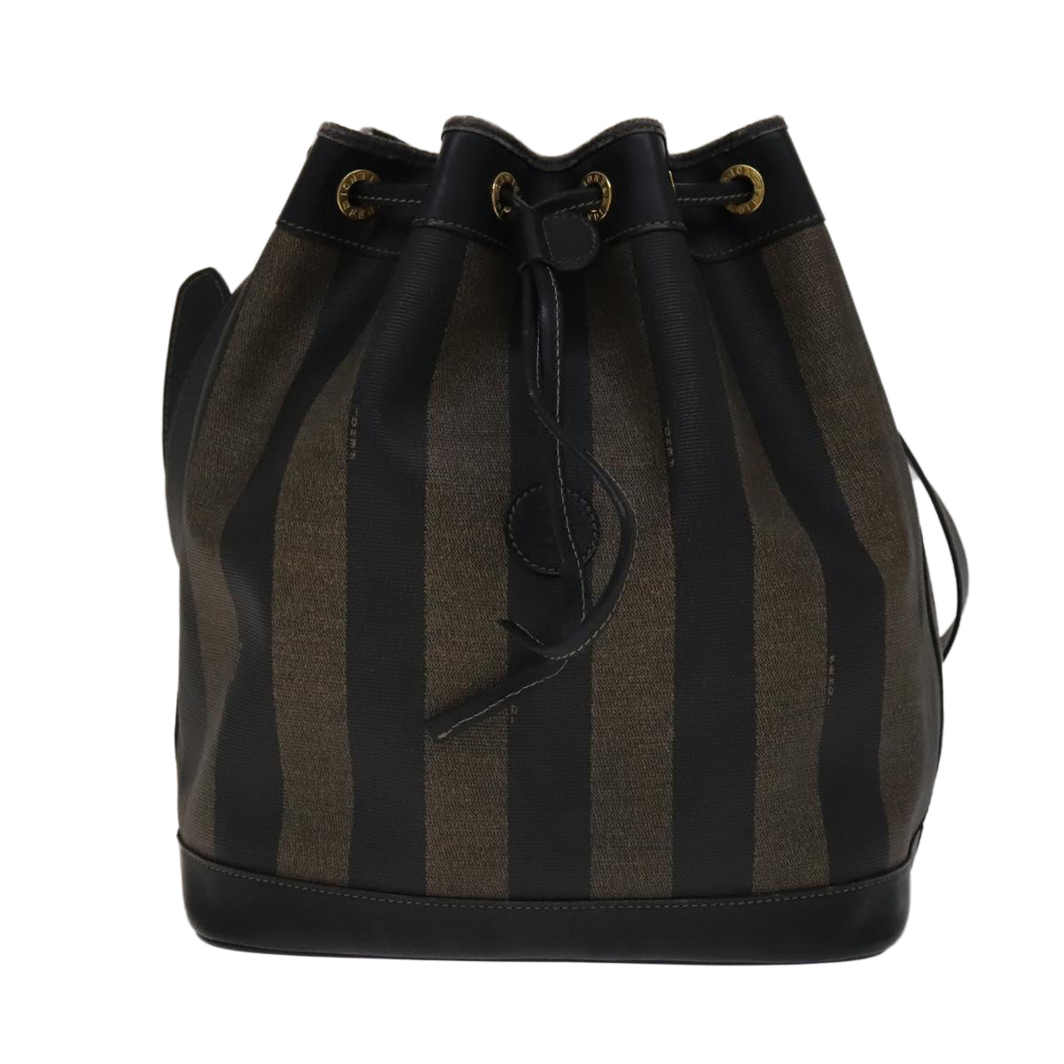FENDI Pecan Canvas Shoulder Bag Brown Black Gold 106468