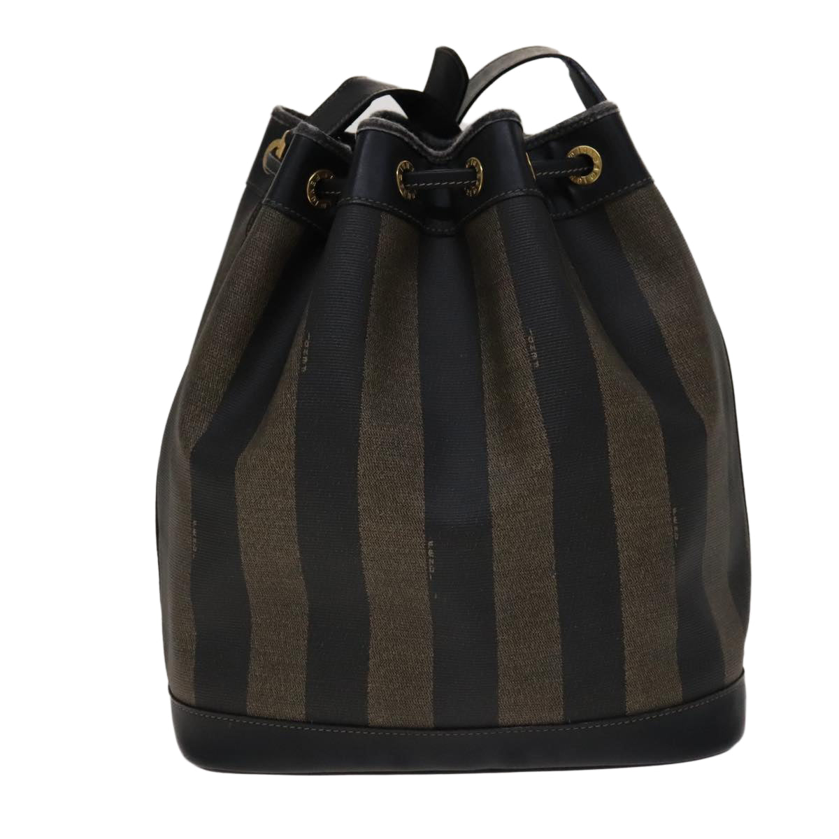 FENDI Pecan Canvas Shoulder Bag Brown Black Gold 106468