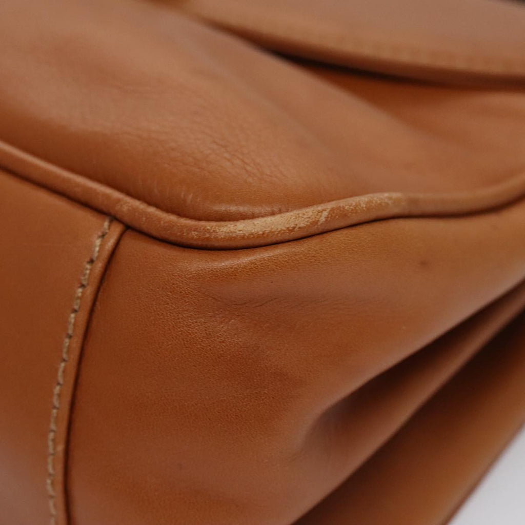 FENDI Hand Bag Leather Brown Gold 106494