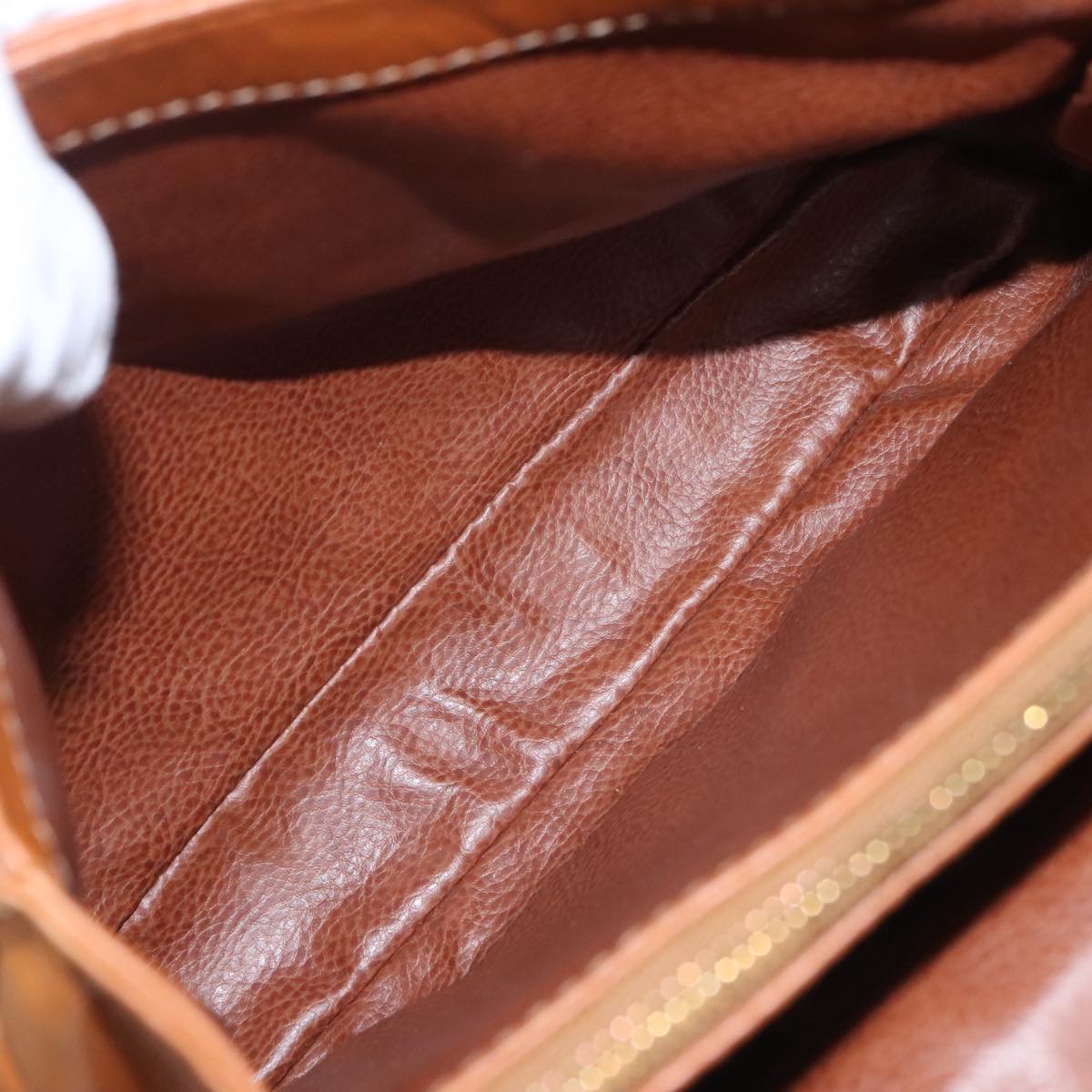 FENDI Hand Bag Leather Brown Gold 106494