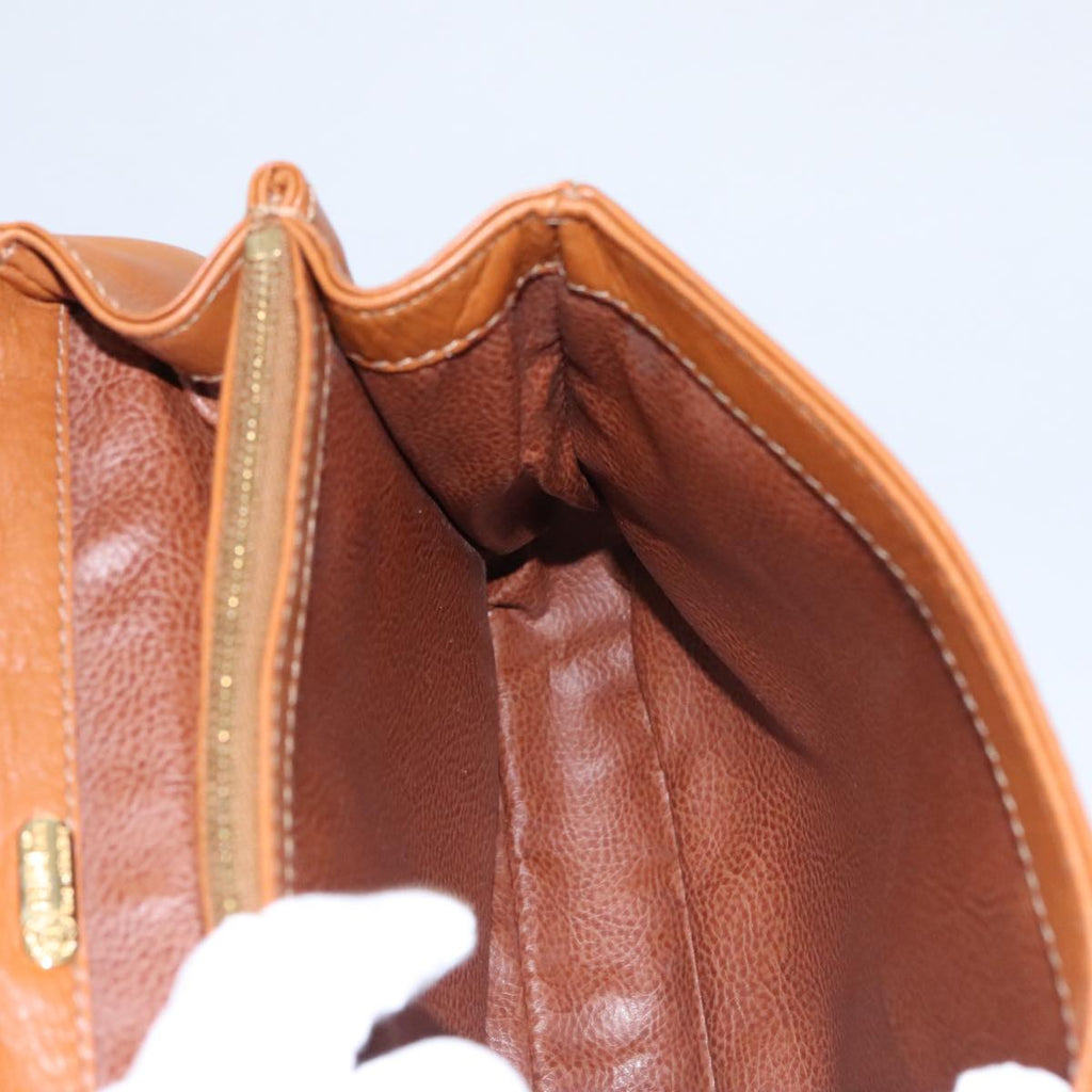 FENDI Hand Bag Leather Brown Gold 106494