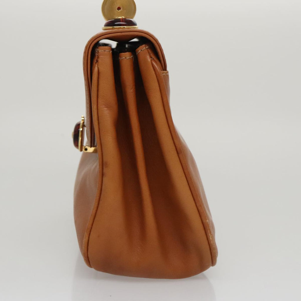FENDI Hand Bag Leather Brown Gold 106494