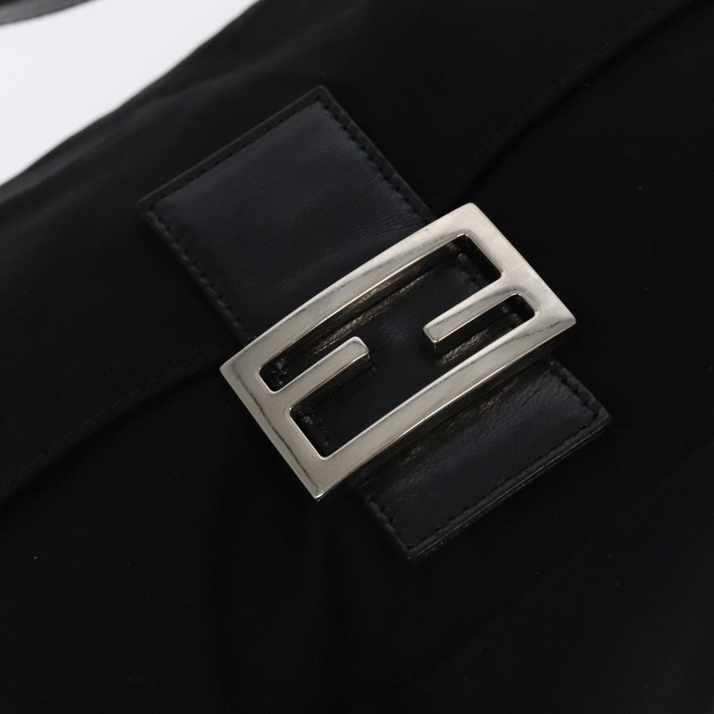 FENDI Mamma Baguette Shoulder Bag Nylon Black Silver 106524