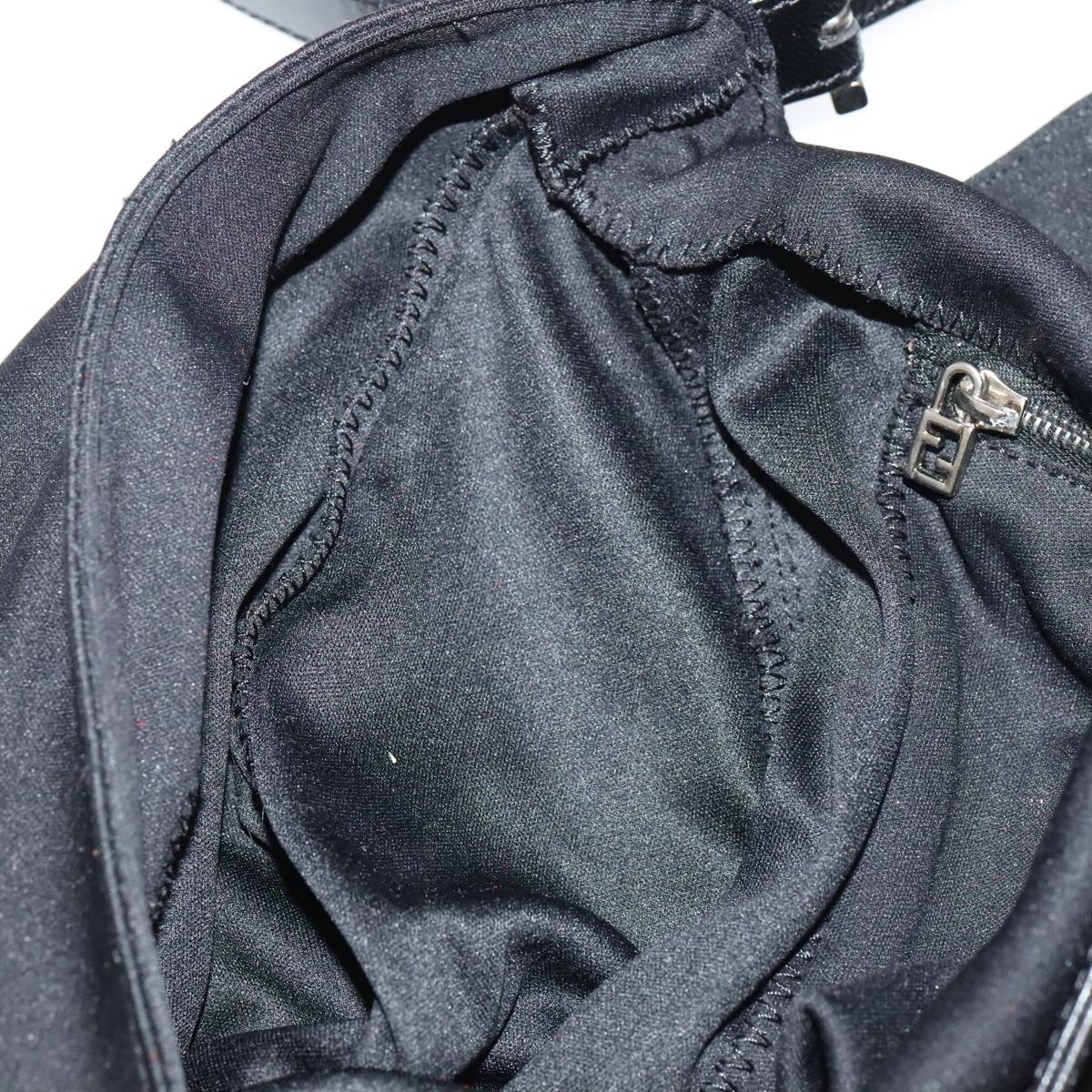 FENDI Mamma Baguette Shoulder Bag Nylon Black Silver 106524