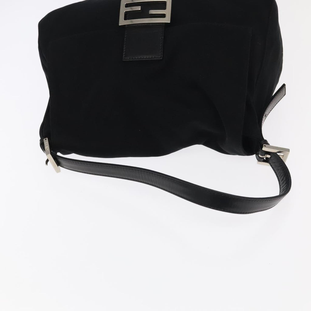 FENDI Mamma Baguette Shoulder Bag Nylon Black Silver 106524