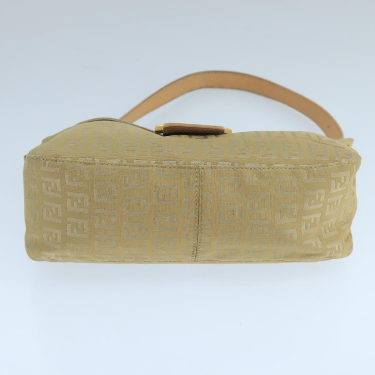 FENDI Zucchino Canvas Mamma Baguette Shoulder Bag Beige Silver 106527