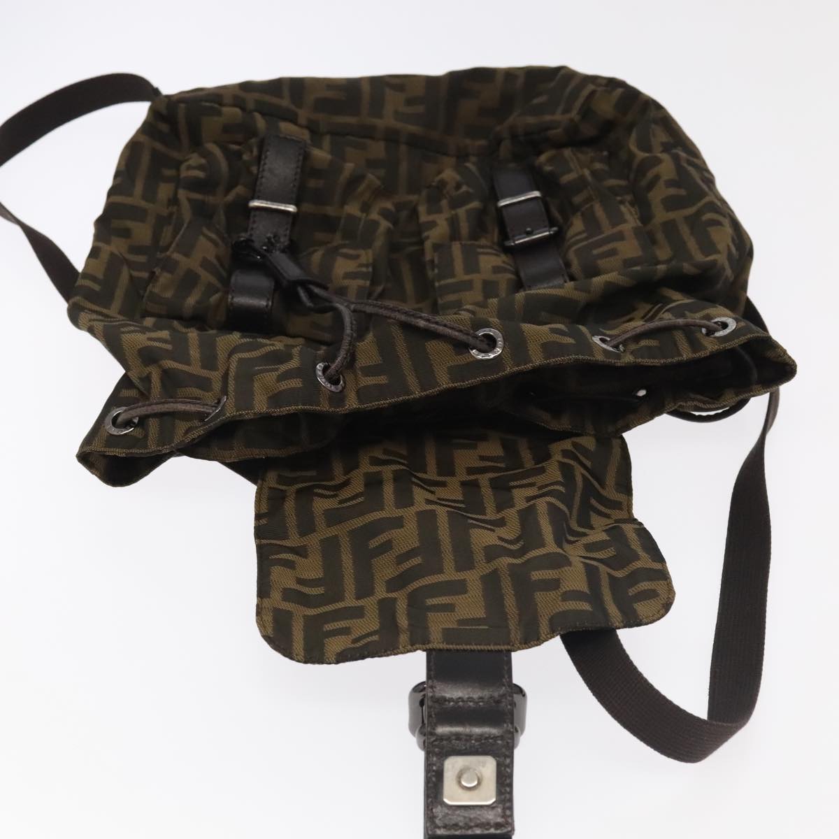 FENDI Zucca Canvas Backpack Brown Black Gold 106544