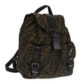 FENDI Zucca Canvas Backpack Brown Black Gold 106544