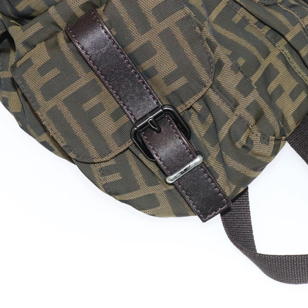 FENDI Zucca Canvas Backpack Brown Black Gold 106544