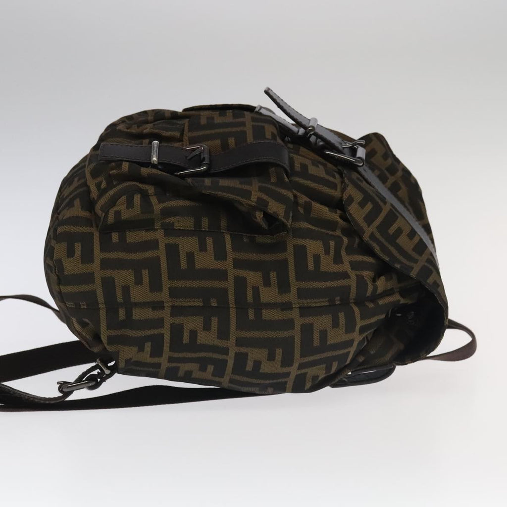 FENDI Zucca Canvas Backpack Brown Black Gold 106544